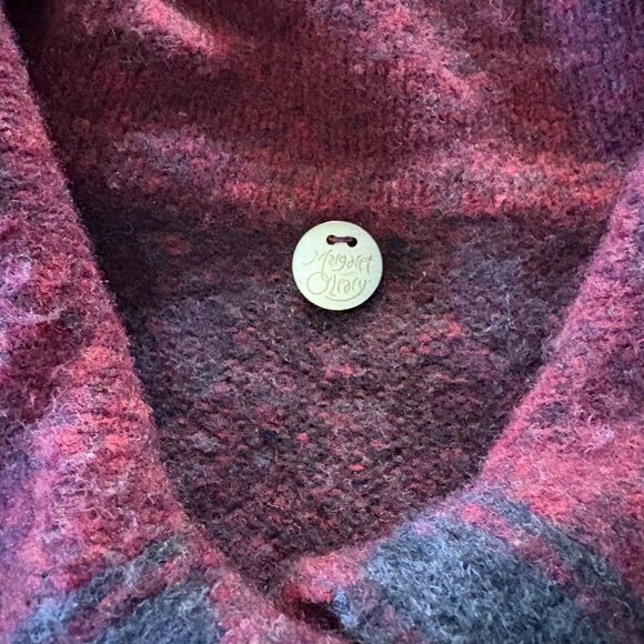 MARGARET O'LEARY Red Gray Comfort Sustainable Collared Sweater Womens Size Large - Picture 4 of 5